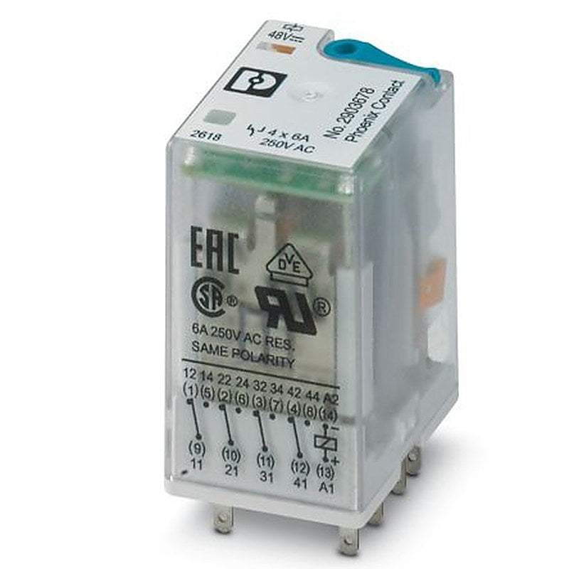 Phoenix Contact Power Relay, 48V dc Coil, 6A Switching Current, 4PDT