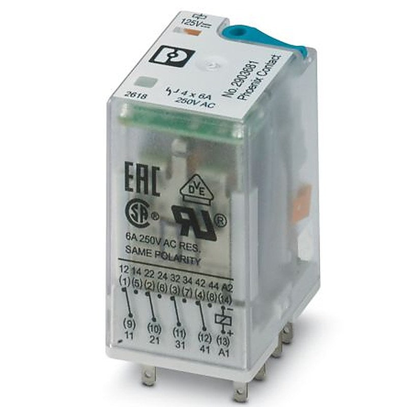 Phoenix Contact Power Relay, 125V dc Coil, 6A Switching Current, 4PDT