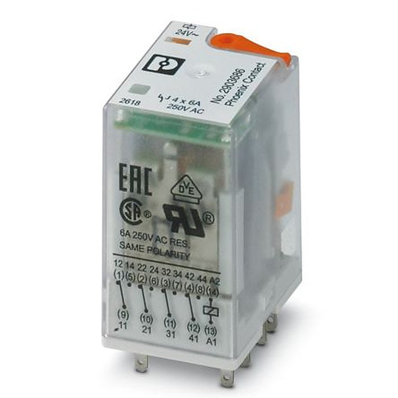 Phoenix Contact PCB Power Relay, 24V ac Coil, 6A Switching Current, 4PDT
