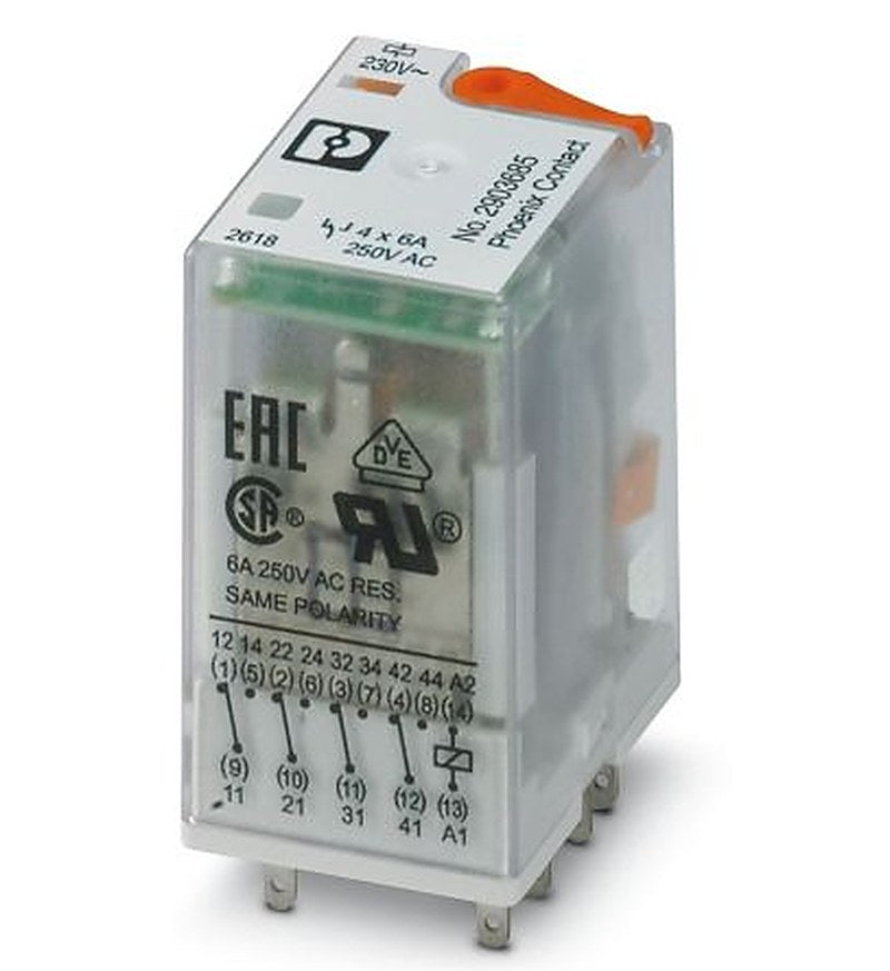 Phoenix Contact PCB Power Relay, 230V ac Coil, 6A Switching Current, 4PDT