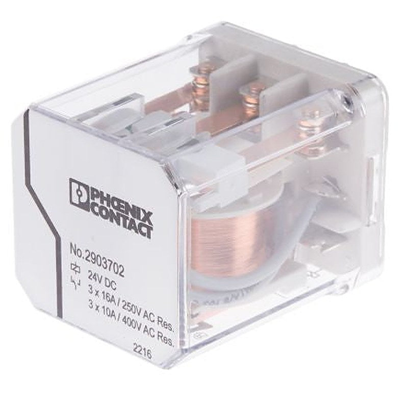 Phoenix Contact DIN Rail Power Relay, 24V dc Coil, 16A Switching Current, 3PDT