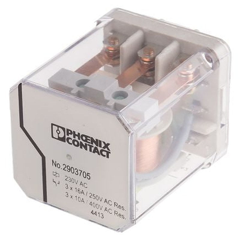 Phoenix Contact Power Relay, 230V ac Coil, 16A Switching Current, 3PDT