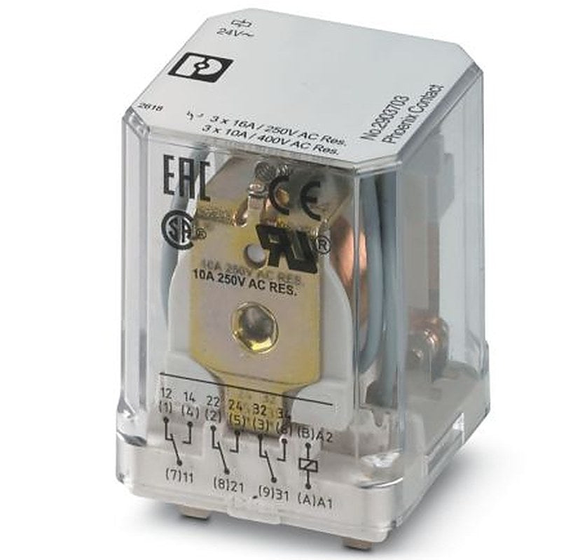Phoenix Contact DIN Rail Power Relay, 24V ac Coil, 16A Switching Current