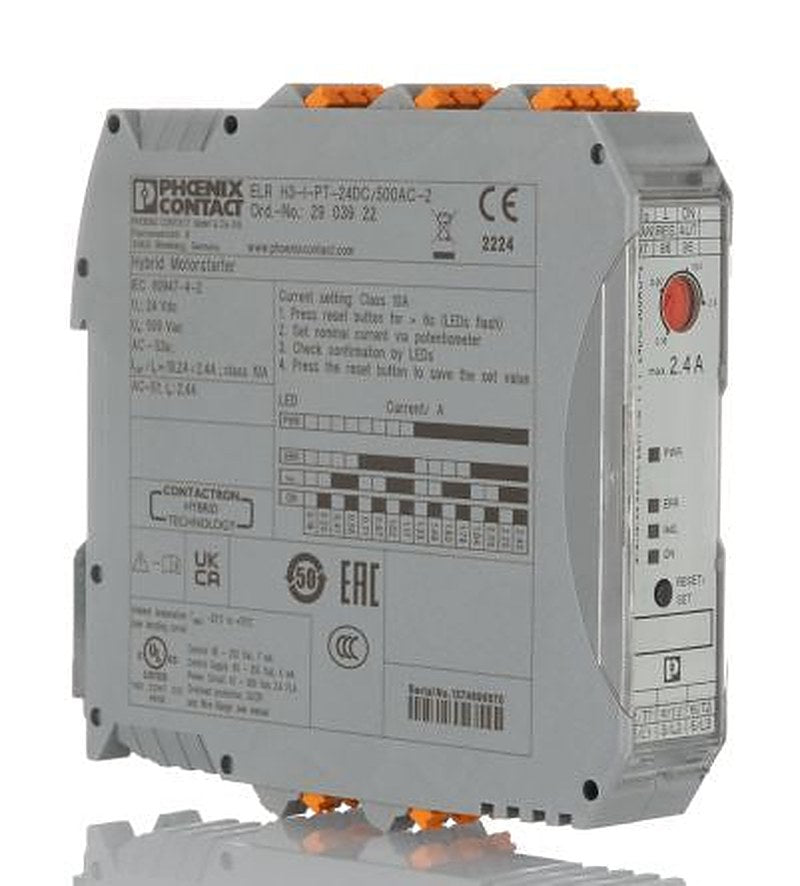 Phoenix Contact ELR H3-I-PT- 24DC/500AC-2 Motor Starter, Direct Starter, 24V dc, 3 W, 3 Phase, IP20