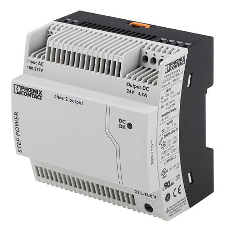 Phoenix Contact STEP POWER Switched Mode DIN Rail Power Supply 250 V dc, 305V ac AC/DC Input 25V dc, 3.5 A Output DC 84