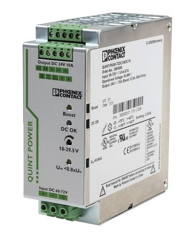 Phoenix Contact QUINT-PS/60-72DC/24DC/10 DC/DC Converter, 24V dc/ 10 A, 96V dc Input, 60V Input, DIN Rail 24 W, 70 °C