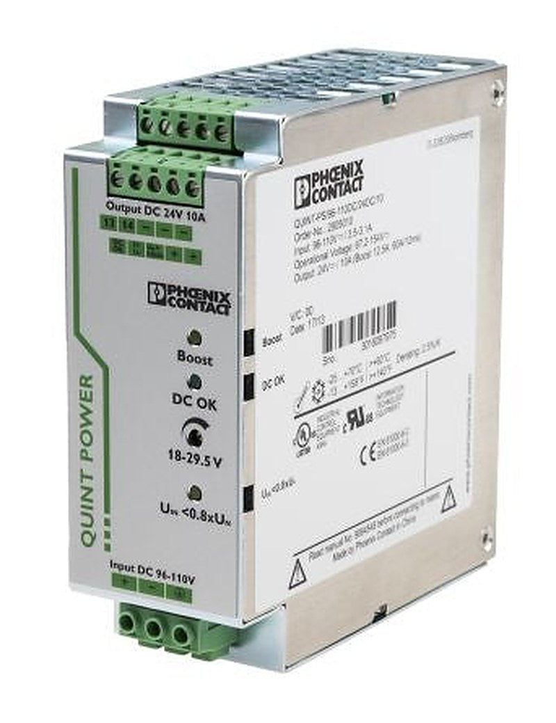 Phoenix Contact QUINT-PS/96-110DC/24DC/10 DC/DC Converter, 24V dc/ 10 A, 154V dc Input, 96V Input, DIN Rail 22 W, 70 °C
