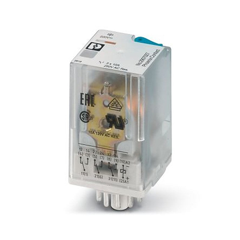 Phoenix Contact DIN Rail Power Relay, 220V dc Coil, 10A Switching Current, 3PDT