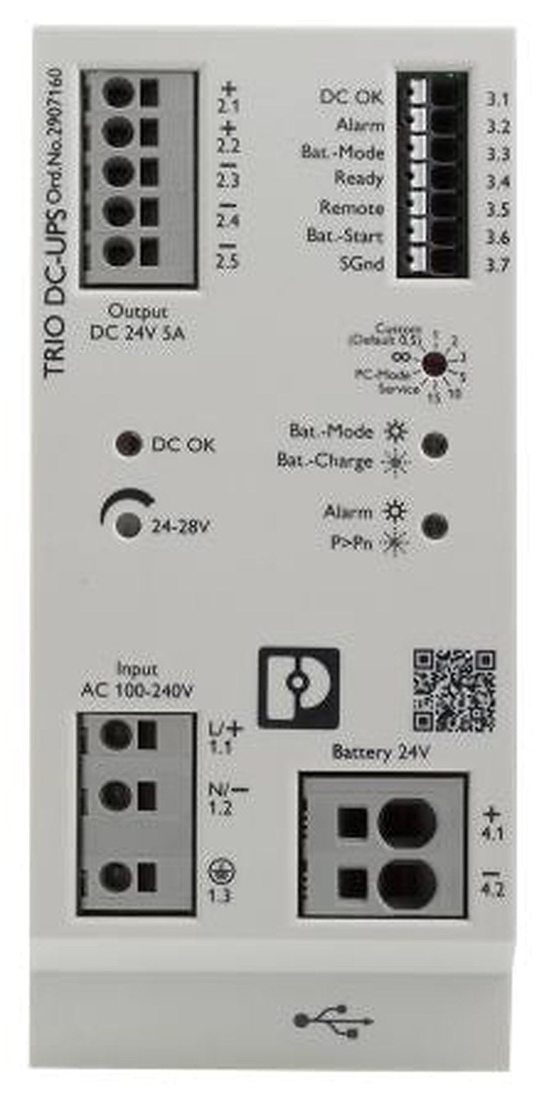Phoenix Contact 100V ac, 240 V ac Input DIN Rail Uninterruptible power supply, TRIO-UPS 120 W TRIO-UPS-2G/1AC/24DC/5