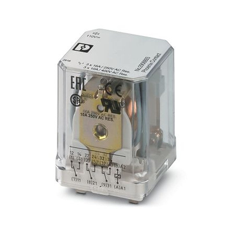 Phoenix Contact DIN Rail Power Relay, 110V dc Coil, 16A Switching Current, TPDT