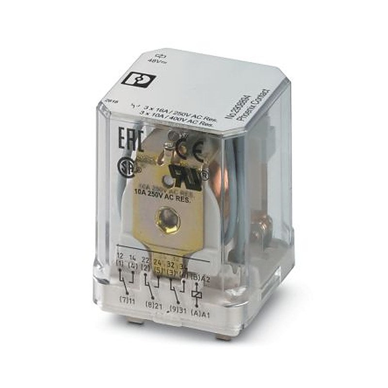 Phoenix Contact DIN Rail Power Relay, 48V dc Coil, 16A Switching Current, TPDT