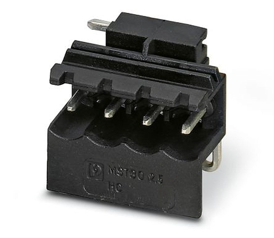 Phoenix Contact 5/4-G1L BK, MSTBO 2 Series Right Angle Wave Soldering Mount Pluggable Terminal Block, 1 Contact(s), 5 mm