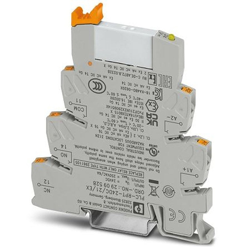 Phoenix Contact PLC-RPT-24DC/21/EX Series Interface Relay, DIN Rail, 24V dc Coil, SPDT, 9mA