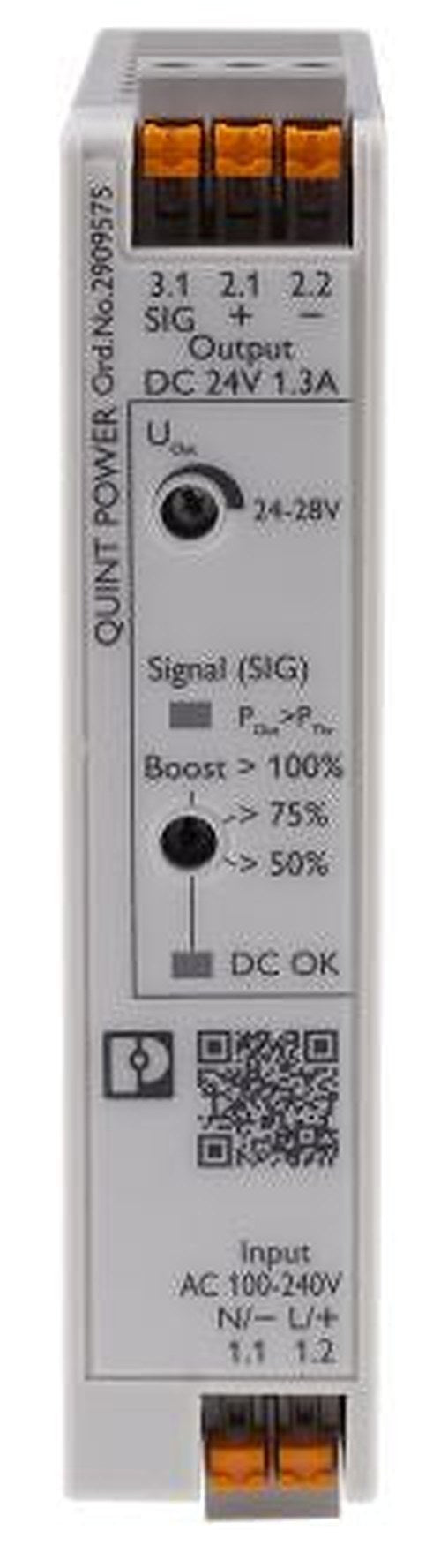 Phoenix Contact QUINT POWER Switched Mode DIN Rail Power Supply 250 V dc, 240V ac AC/DC Input 28V dc, 1.3 A Output DC 30