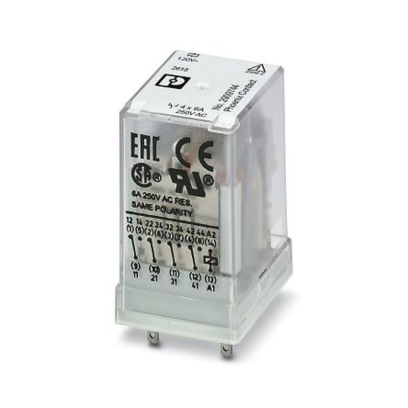 Phoenix Contact DIN Rail Power Relay, 120V ac Coil, 6A Switching Current, 4PDT