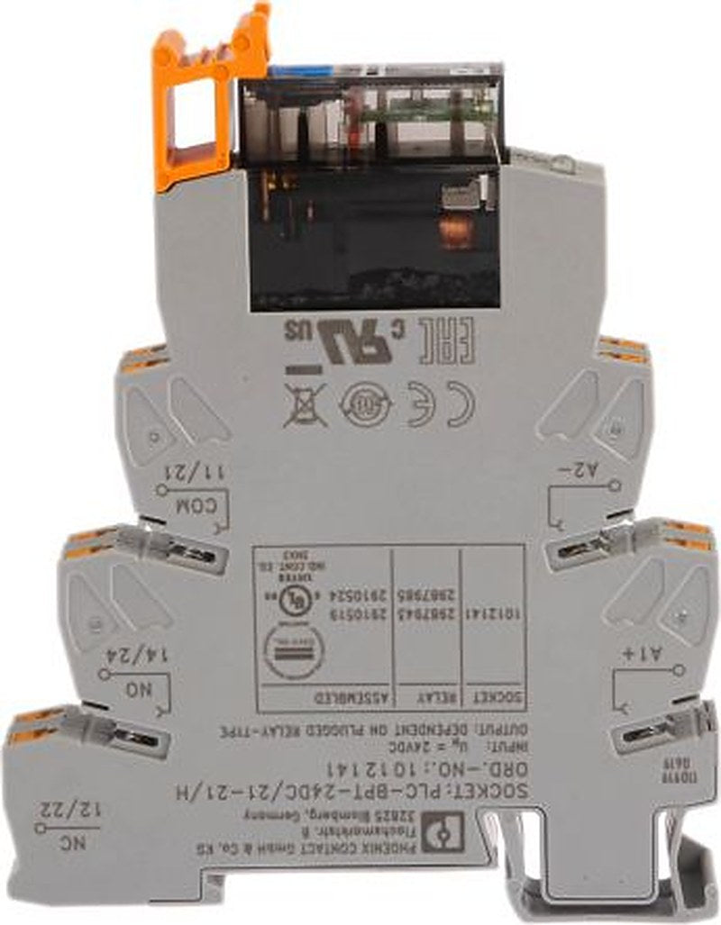 Phoenix Contact PLC-RPT- 24DC/21-21AU/MS Series Interface Relay, DIN Rail, 24V dc Coil, DPDT, 18mA