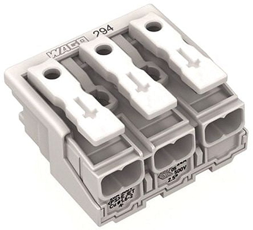 WAGO 294 Series Snap-in Power Supply Connector Female Push-in, 3-Pole, 24A, 3-Way