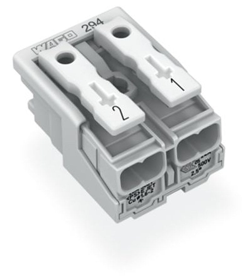 WAGO 294 Series Plug-in Male Lighting Connector Male Push-in, 2-Pole, 24A, 2-Way