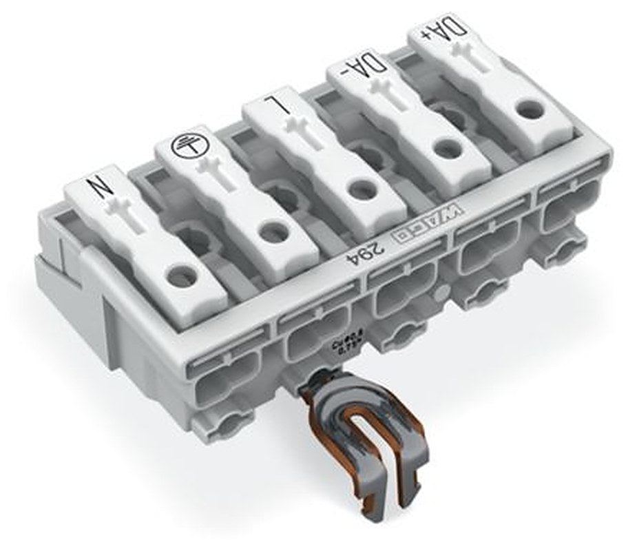 WAGO 294 Series Plug-in Male Lighting Connector Male Push-in, 5-Pole, 24A, 5-Way