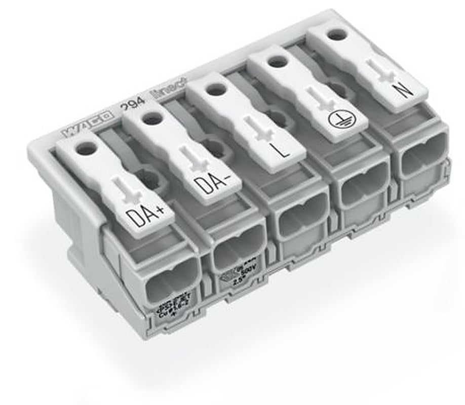 WAGO 294 Series Plug-in Male Lighting Connector Male Push-in, 5-Pole, 16A, 5-Way