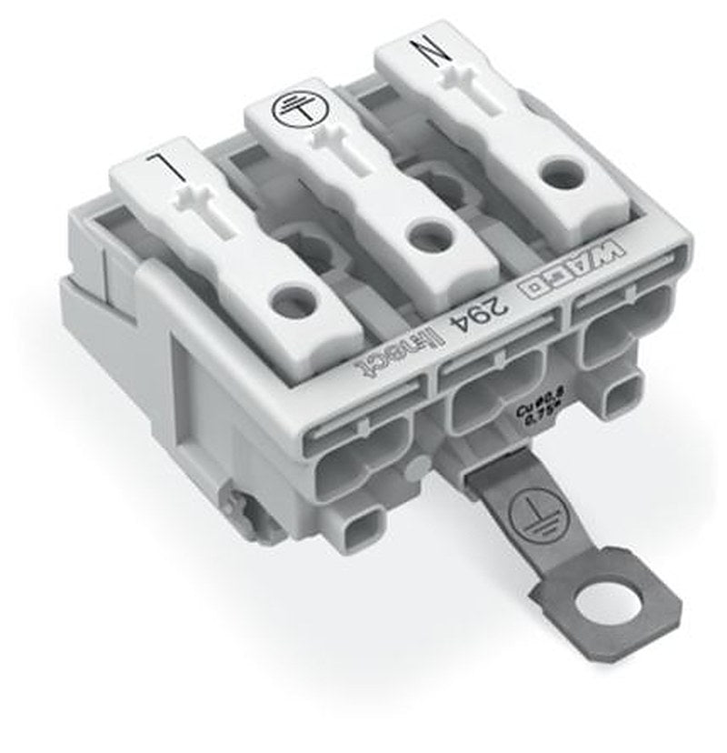 WAGO 294 Series Plug-in Male Lighting Connector Male Push-in, 3-Pole, 16A, 3-Way