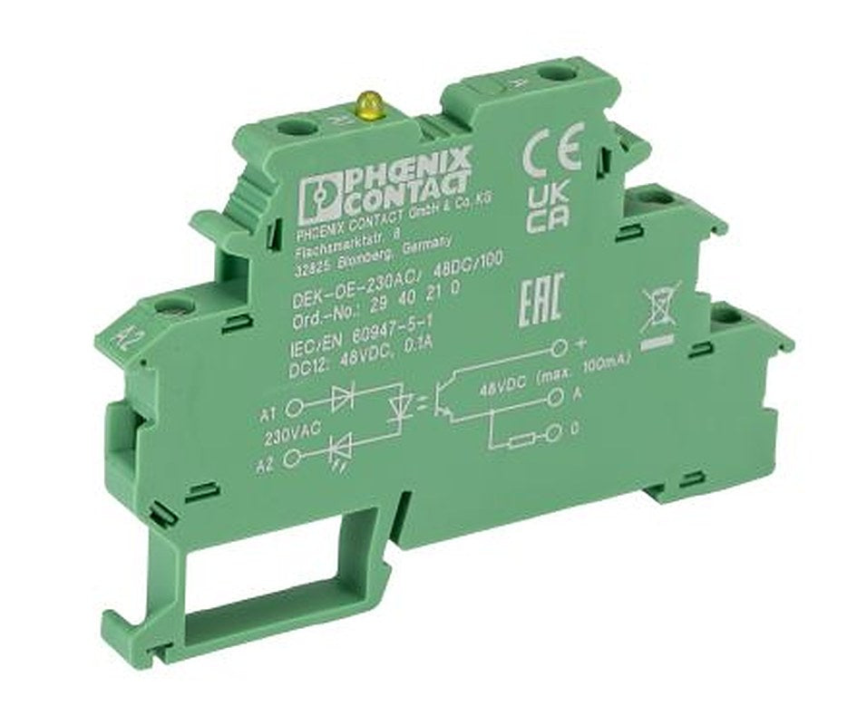 Phoenix Contact DEK-OE-230AC/48DC/100 Series Solid State Relay, DIN Rail Mount, 300 V Load, 300V Control