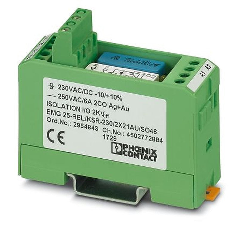 Phoenix Contact EMG Series Relay Module, DIN Rail, 230V Coil, DPDT, 18mA