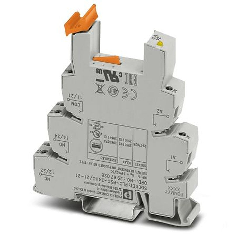 Phoenix Contact PLC-INTERFACE 2 Way 24V ac/dc DIN Rail Relay Socket, for use with Miniature relays REL-MR-24DC/21-21AU,