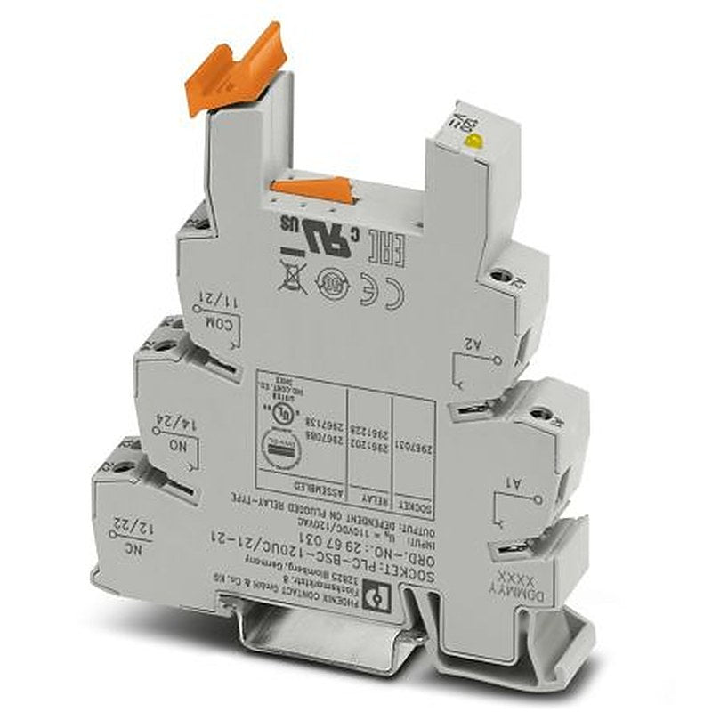 Phoenix Contact PLC-BSC 2 Way 120V ac/dc DIN Rail Relay Socket, for use with Plug-in miniature power relay
