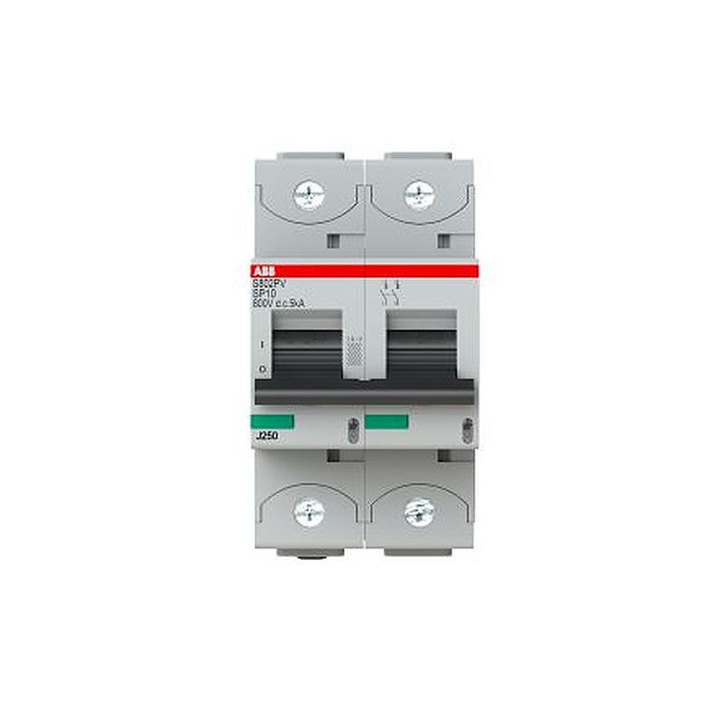 ABB S800PV S800PV Miniature Circuit Breaker, 2-Pole, 10A, Type B, 800 V dc DC, 5 kA Breaking Capacity