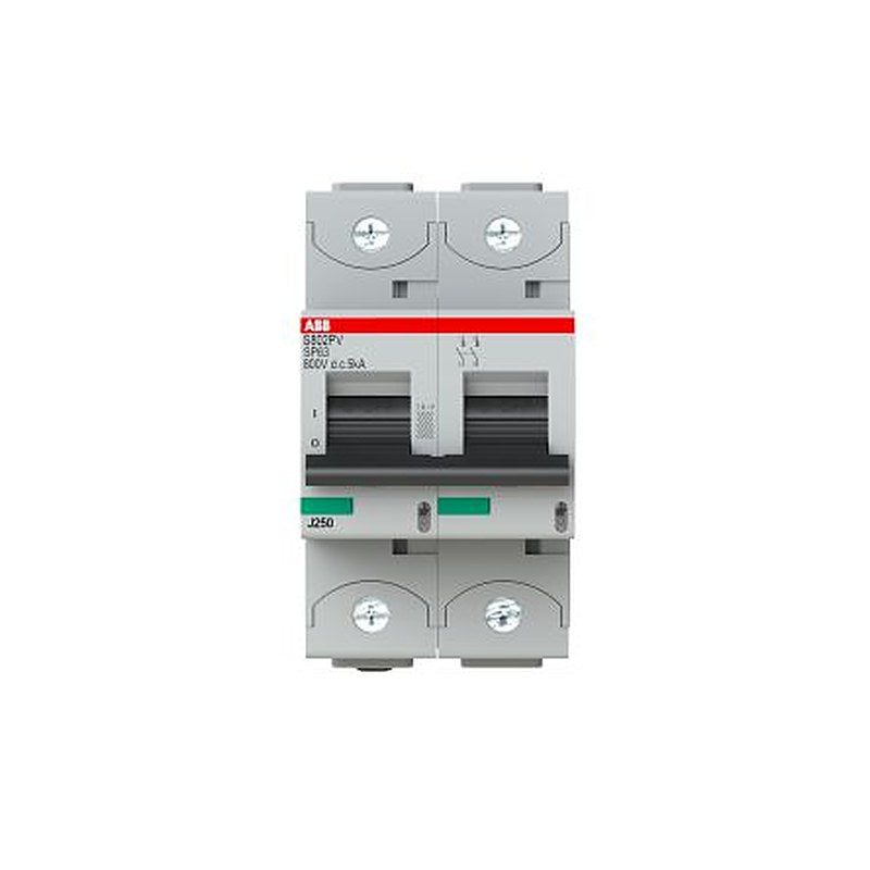 ABB S800PV S800PV Miniature Circuit Breaker, 2-Pole, 63A, Type B, 800 V dc DC, 5 kA Breaking Capacity