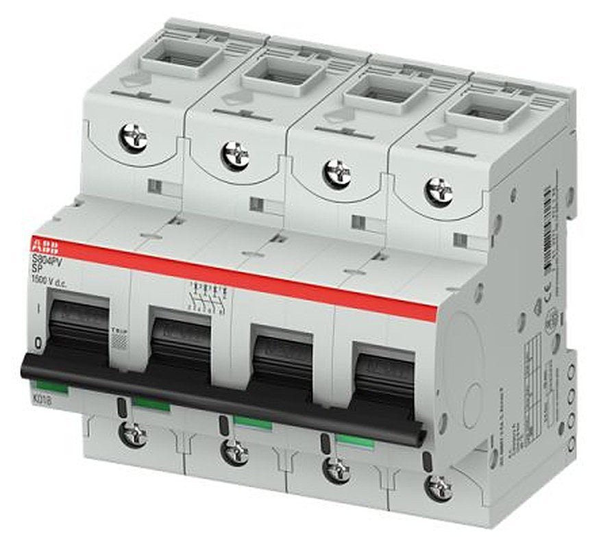 ABB High Performance S800PV Miniature Circuit Breaker, 4-Pole, 6A, Type B, 1500 V DC, 5 kA Breaking Capacity