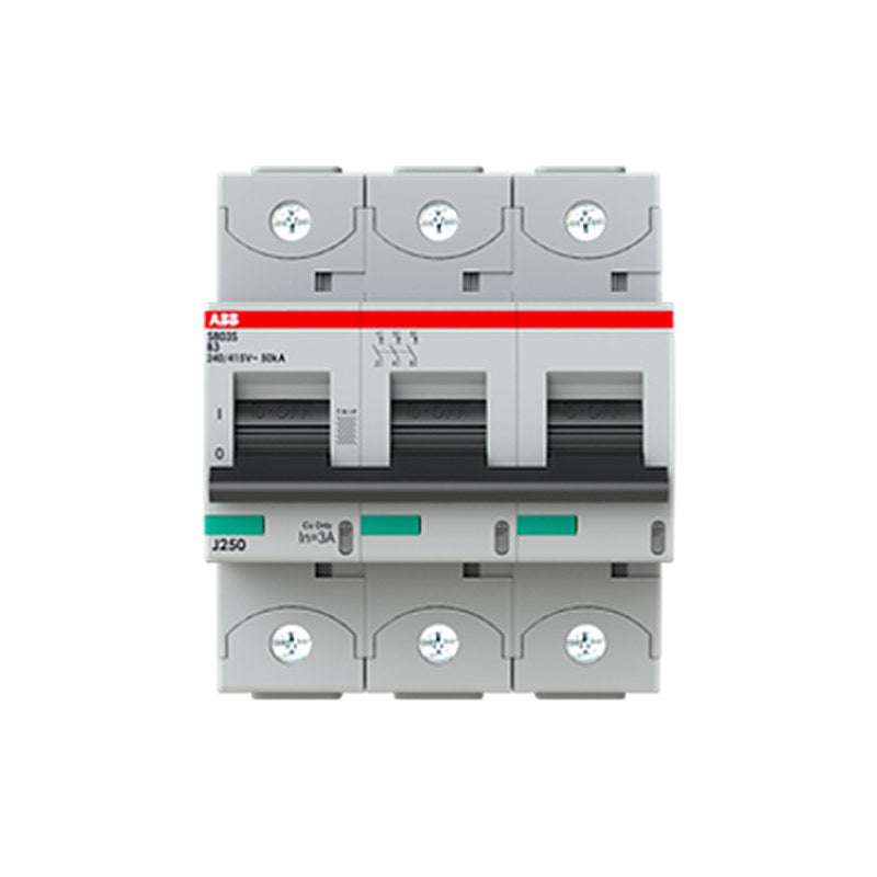 ABB S800 2CC Miniature Circuit Breaker, 3-Pole, 3A, Type B, 690V AC, 375 V DC, 40 kA Breaking Capacity