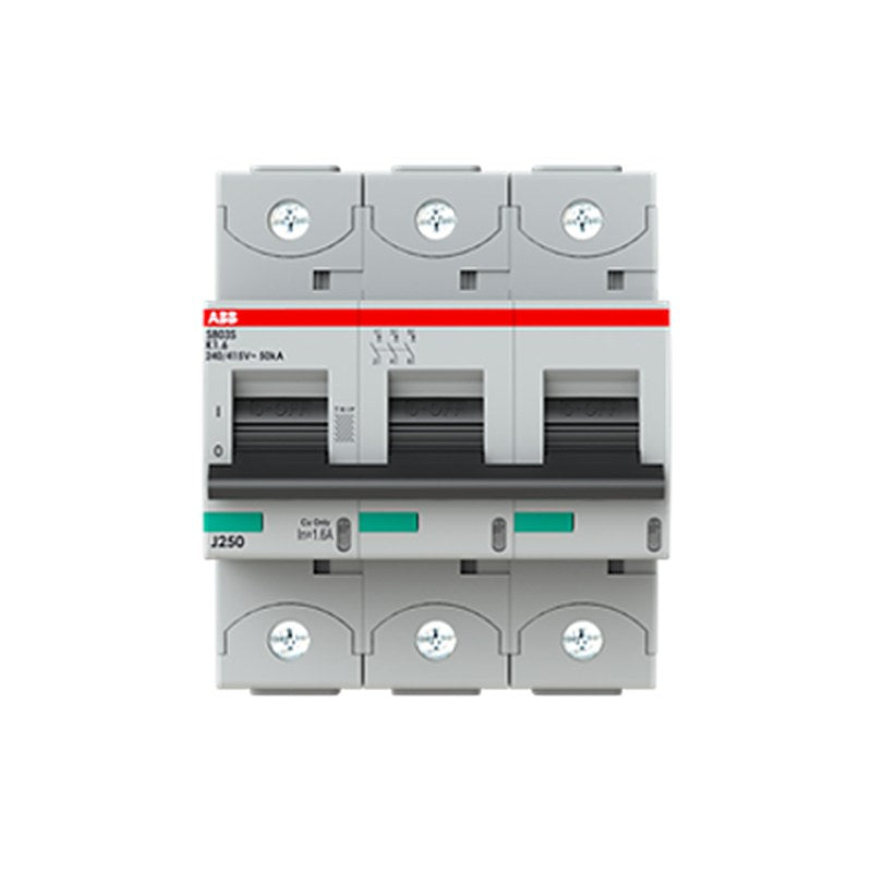 ABB S800 2CC Miniature Circuit Breaker, 3-Pole, 1.6A, K, 690V AC, 375 V DC, 40 kA Breaking Capacity
