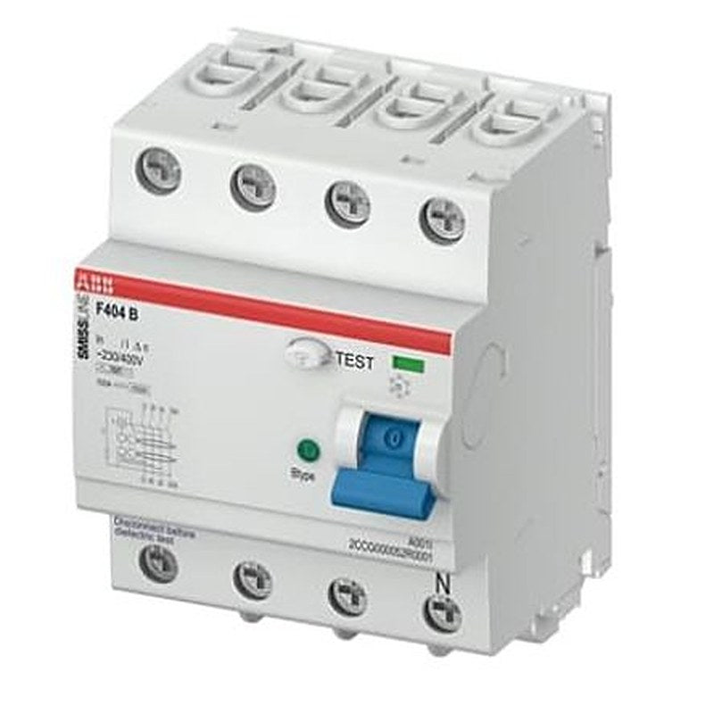 ABB F404 Series Residual Current Circuit Breaker, 40A, 4-Pole, 0.03 A, Type B, 30 A 400V ac