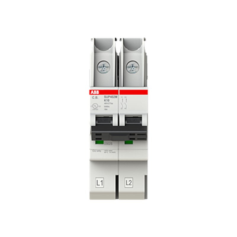 ABB SUP400 2CC Miniature Circuit Breaker, 2-Pole, 10A, K, 480V AC, 20 kA Breaking Capacity