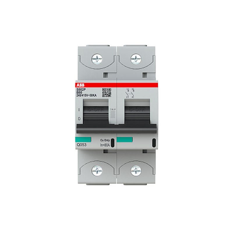 ABB High Performance S800C Miniature Circuit Breaker, 2-Pole, 80A, Type B, 440V ac AC, 250 V dc DC, 50 kA Breaking