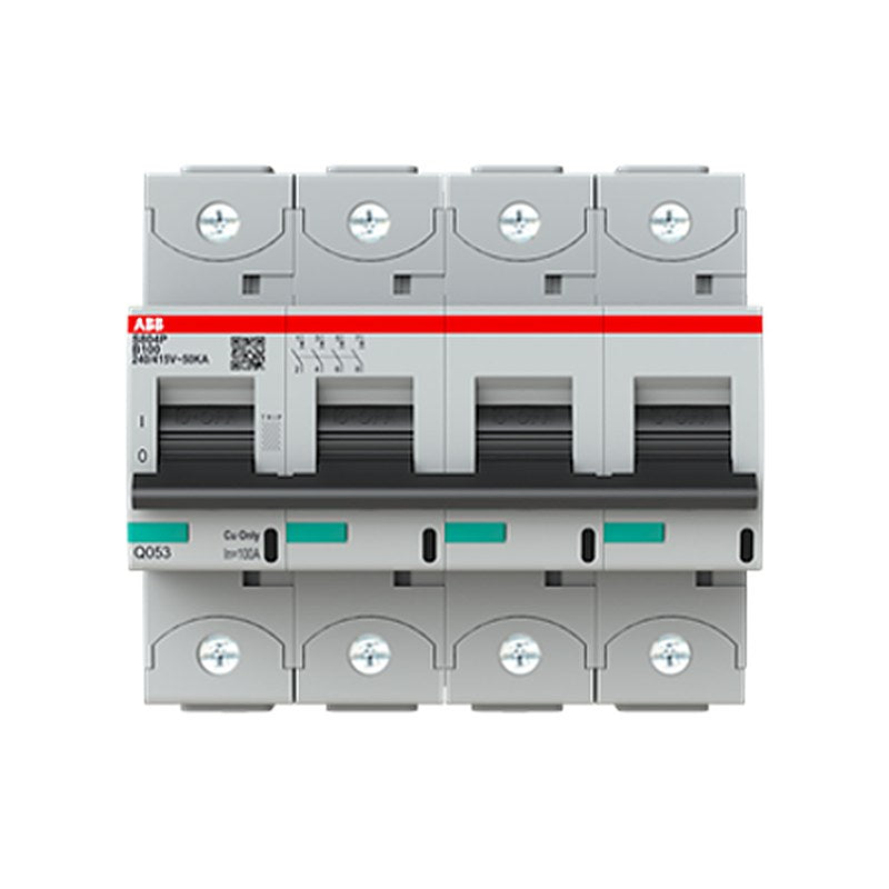 ABB S800 2CC Circuit Breaker, 4-Pole, 100A, Type B, 690V AC, 500 V DC, 40 kA Breaking Capacity