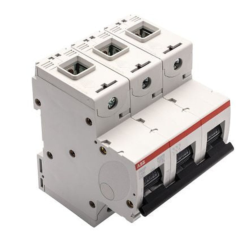 ABB High Performance S800C Miniature Circuit Breaker, 3-Pole, 100A, Type C, 690V ac AC, 375 V dc DC, 25 kA Breaking