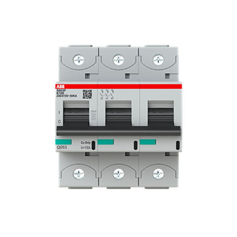 ABB S800 2CC Circuit Breaker, 3-Pole, 100A, K, 690V AC, 375 V DC, 40 kA Breaking Capacity