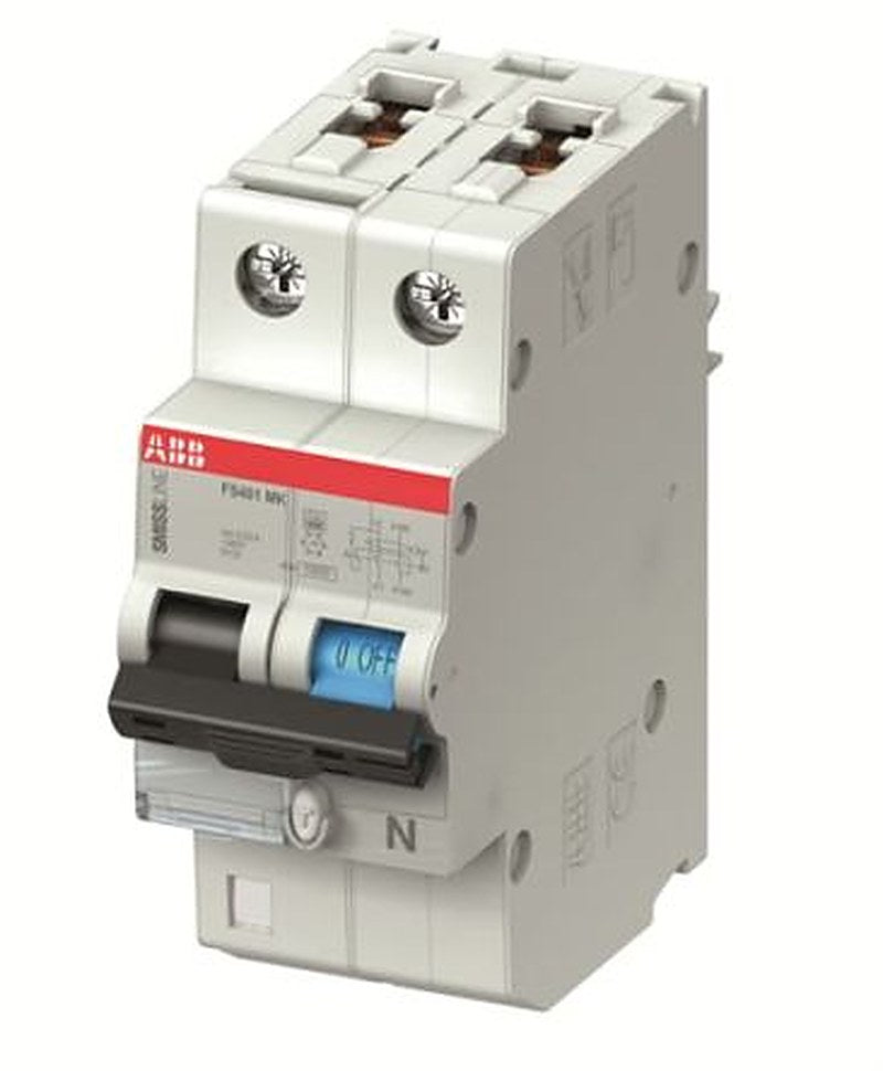 ABB FS401 Series Residual Current Circuit Breaker, 10A, 2-Pole, 30 mA, Type C, 7.5 kA 240V ac