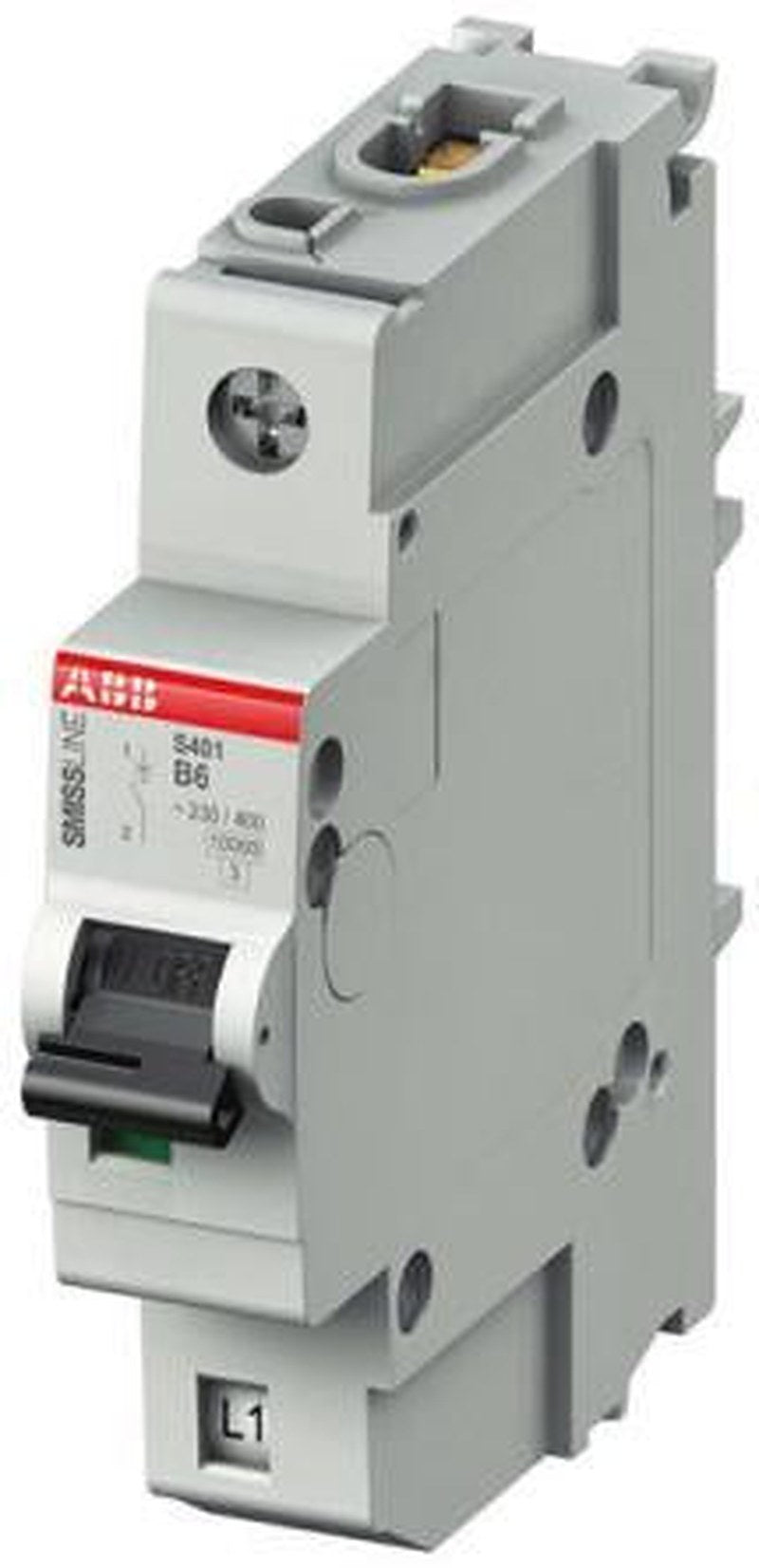 ABB SmiSSline S400M Miniature Circuit Breaker, 1-Pole, 16A, Type B, Type C, Type D, Type K, 400V ac AC, 250 V dc DC, 10