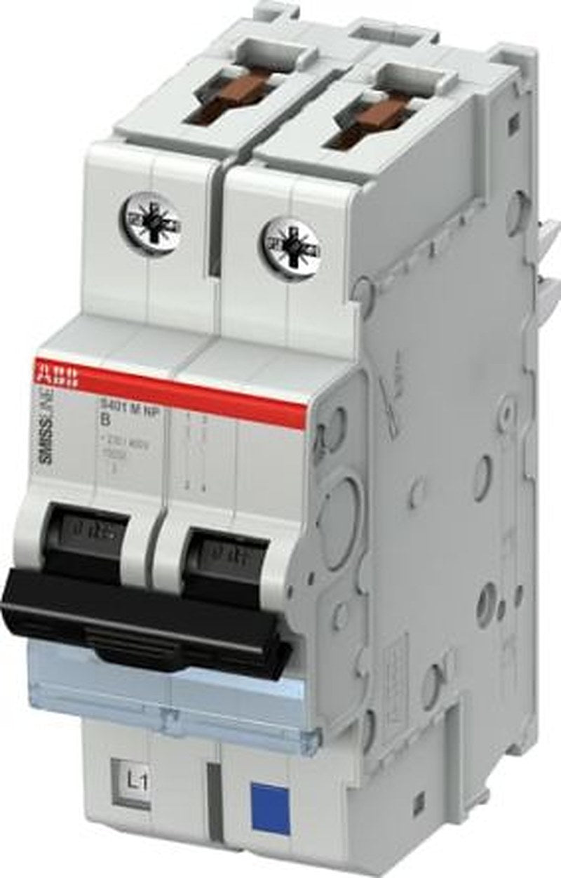 ABB SMISSLINE TP S401M-B63NP Miniature Circuit Breaker, 2-Pole, 63A, Type B, 230V ac AC, 10 kA Breaking Capacity