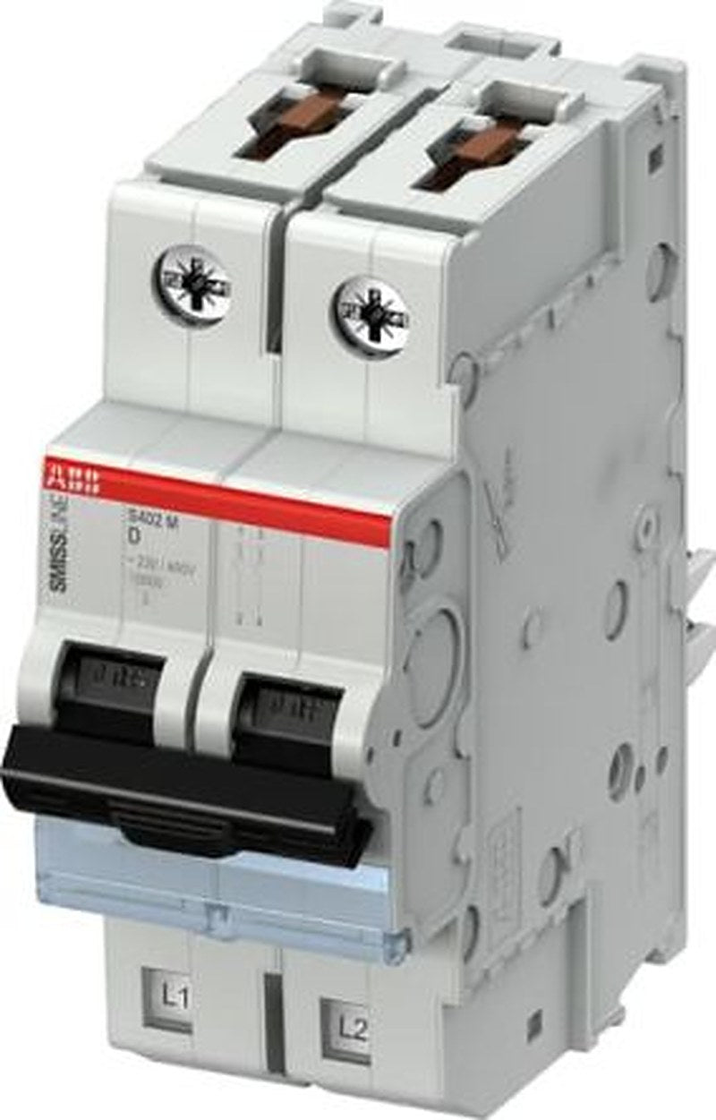 ABB SMISSLINE TP S402M-D20 Miniature Circuit Breaker, 2-Pole, 400A, Type D, 400V ac AC, 50 kA Breaking Capacity