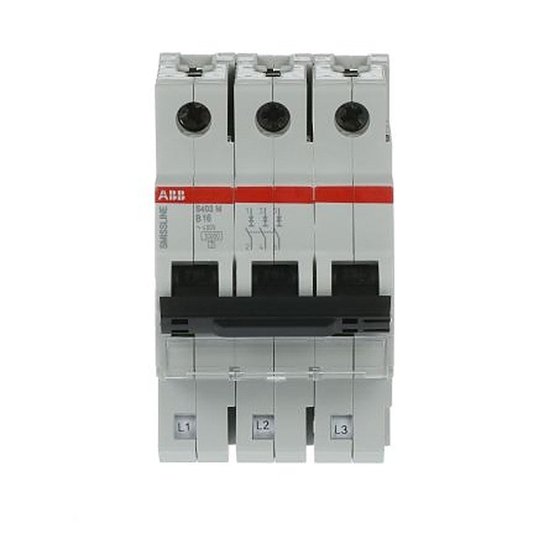 ABB SmiSSline S400M Miniature Circuit Breaker, 3-Pole, 16A, Type K, Type D, Type C, Type B, 400V ac AC, 250 V dc DC, 10