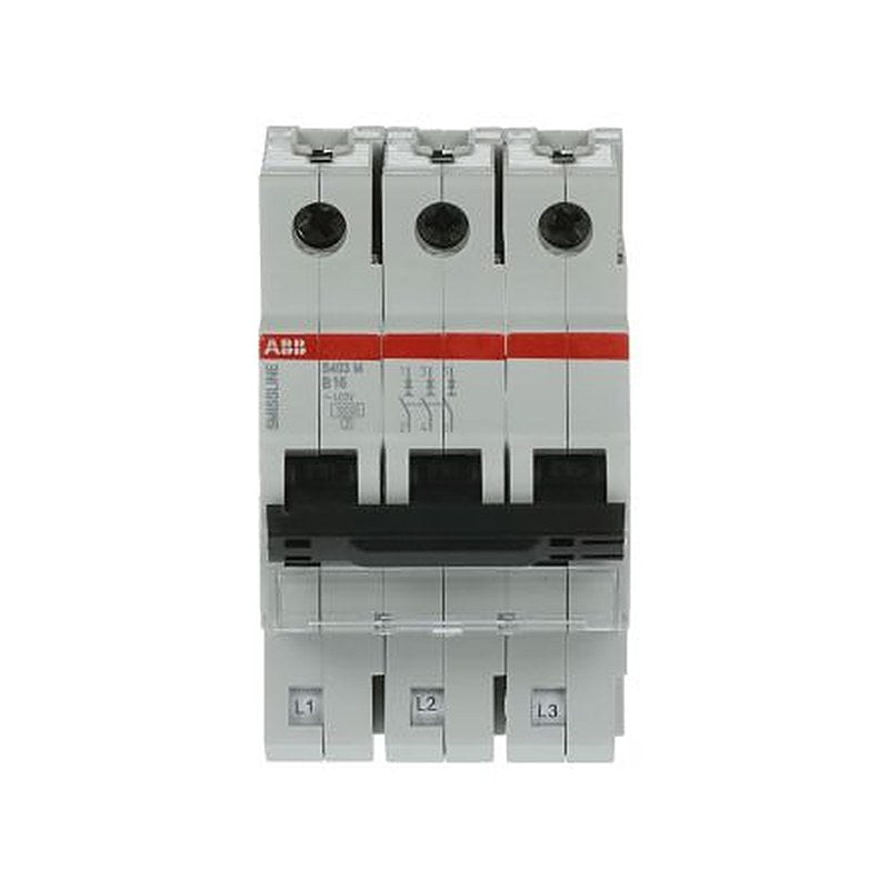 ABB S403M Miniature Circuit Breaker, 3-Pole, 16A, Type B, 12V ac AC, 10 kA Breaking Capacity