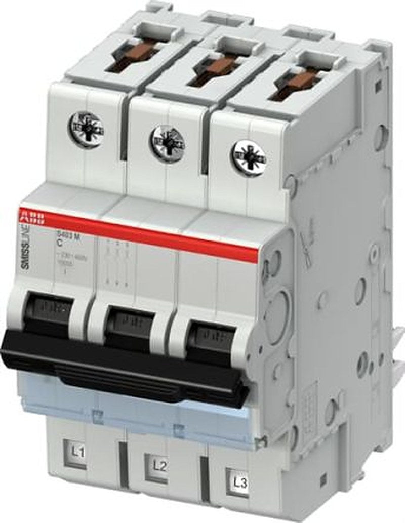 ABB S403M Miniature Circuit Breaker, 3-Pole, 25A, Type C, 440V ac AC, 12 V dc DC, 15 kA Breaking Capacity
