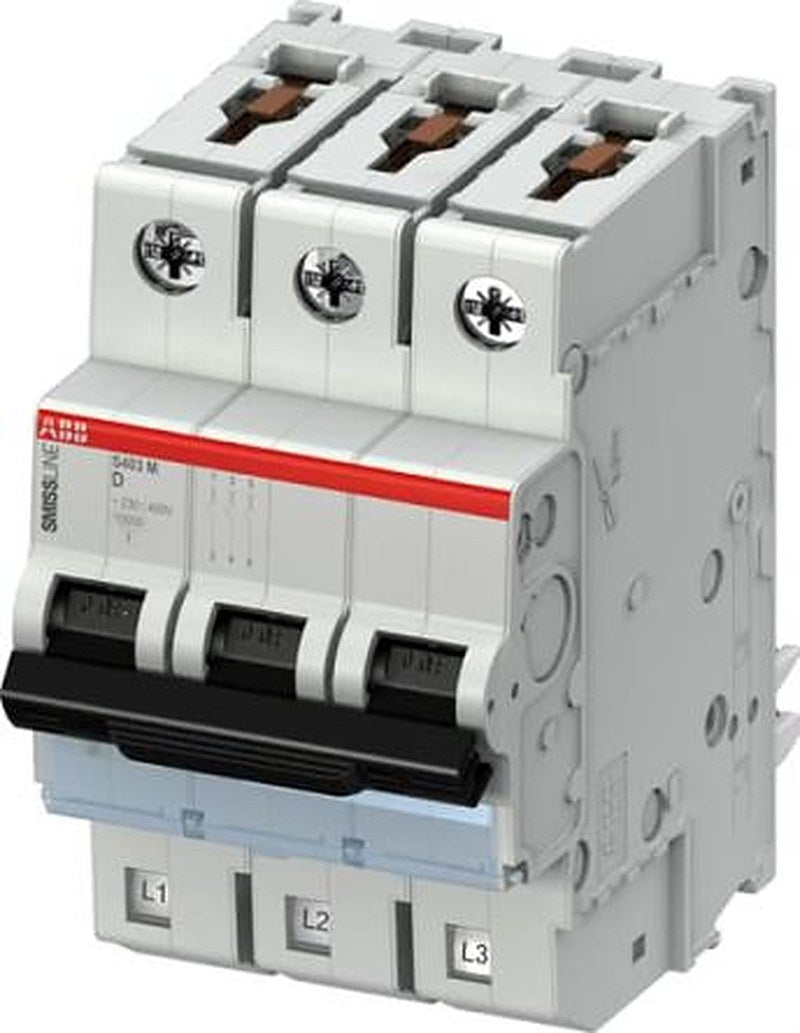 ABB SMISSLINE TP S403M-D63 Miniature Circuit Breaker, 3-Pole, 63A, Type D, 400V ac AC, 10 kA Breaking Capacity