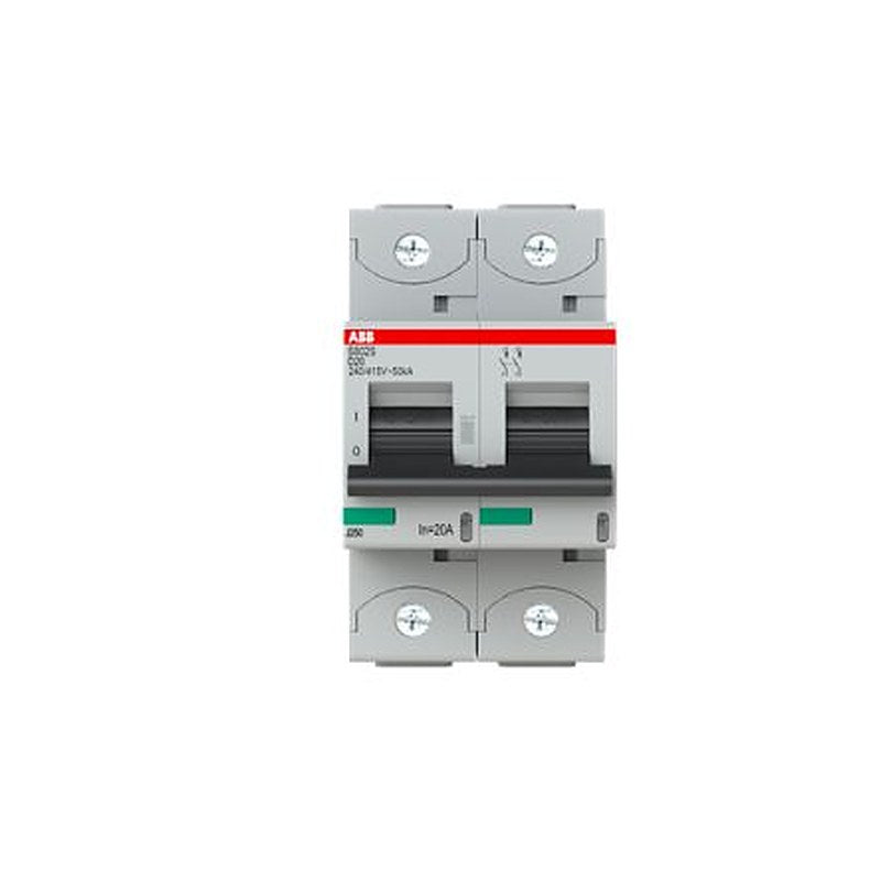 ABB S800S Miniature Circuit Breaker, 2-Pole, 20A, Type D, 240V ac AC, 50 kA Breaking Capacity