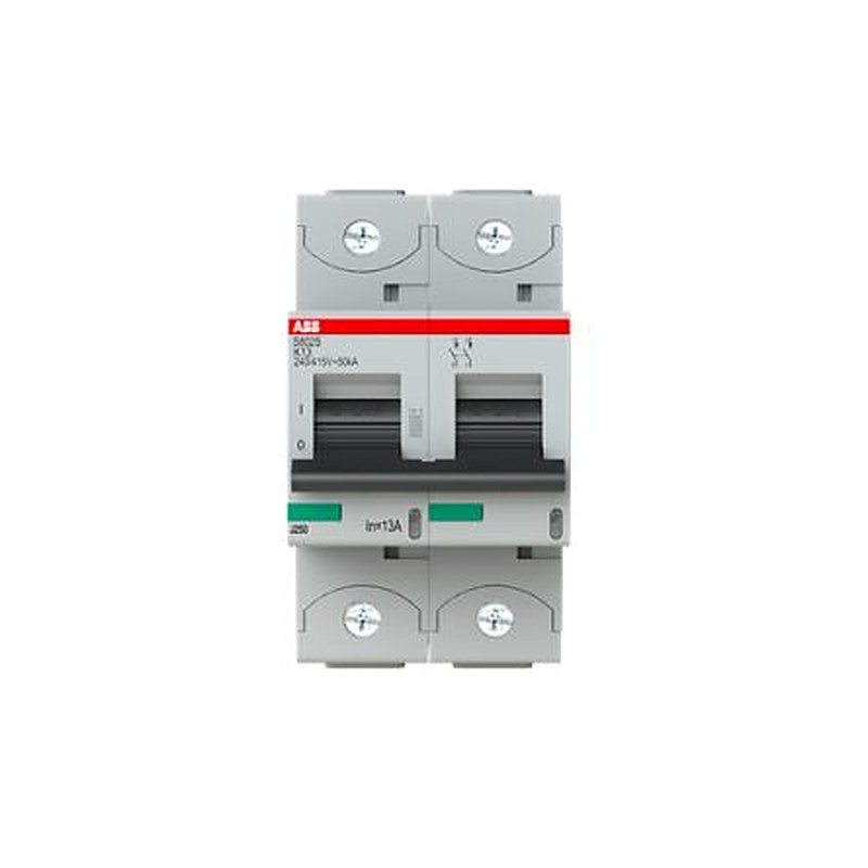 ABB S800S Miniature Circuit Breaker, 2-Pole, 13A, Type K, 240V ac AC, 50 kA Breaking Capacity
